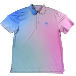 Mens Chubbies Performance Polo Ombre Gradient Blue Pink Size Medium Stretch